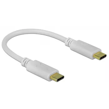 Delock - USB-C-/stroomkabel - 24-pins USB-C-stekker naar 24-pins USB-C-stekker - 5 A - 15 cm - USB-voeding (100 W), ondersteunt Power Delivery 2.0 - wit (85357)