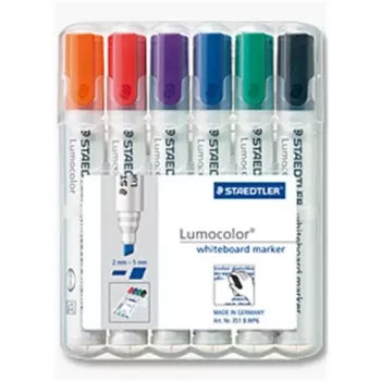 Marker Staedtler 351 B WP6 6 stuks zwart blauw groen oranje rood paars