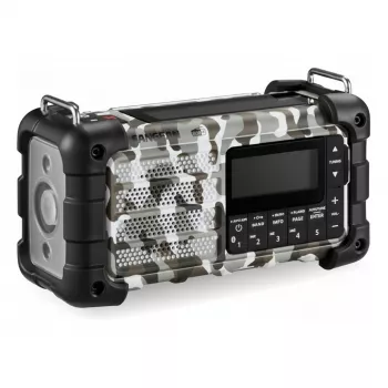 Draagbare noodradio Sangean MMR-99 DAB+ met handzwengel en zonne-oplading, Artic Camo