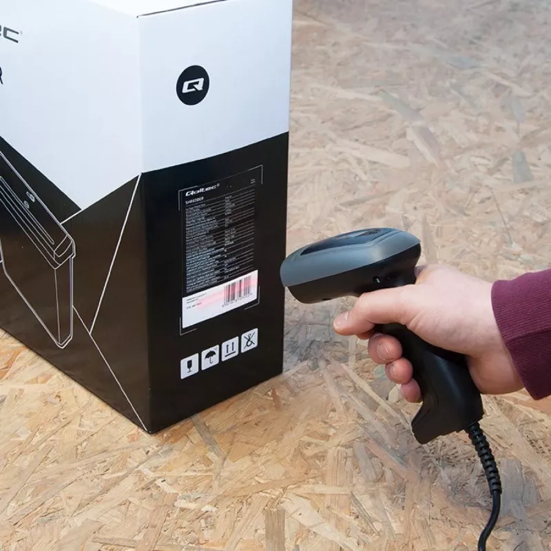 Handbarcodescanner QOLTEC 50863 — 1D/2D-scanner, USB bekabeld, LED-sensor, zwart, 5V, 1,8 m kabel