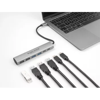 DeLOCK 64232 laptop-dock bedraad USB 3.2 Gen 1 Type-A Type-C grijs