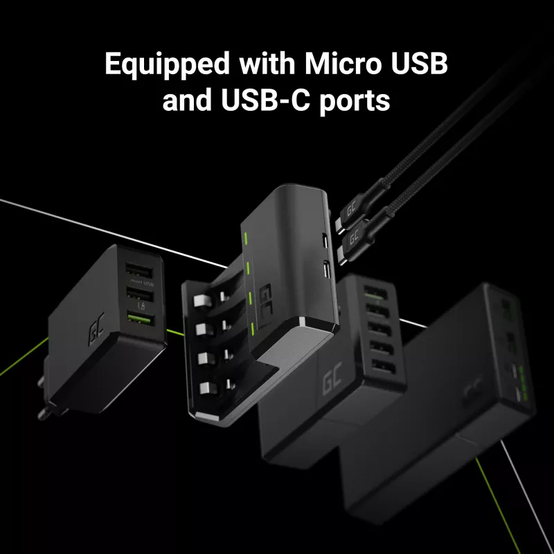 Batterijlader Green Cell GC VitalCharger USB, 4 slots, AA/AAA, USB-gevoed, zwart