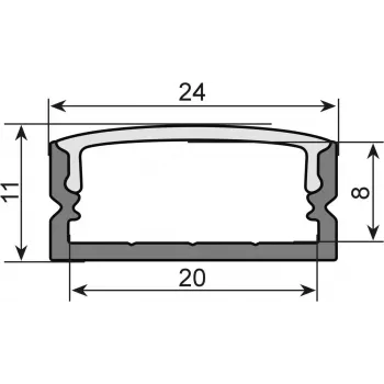 U-profiel voor LED-strips EUROLITE 51210970, 20 mm, zwart, 2 m