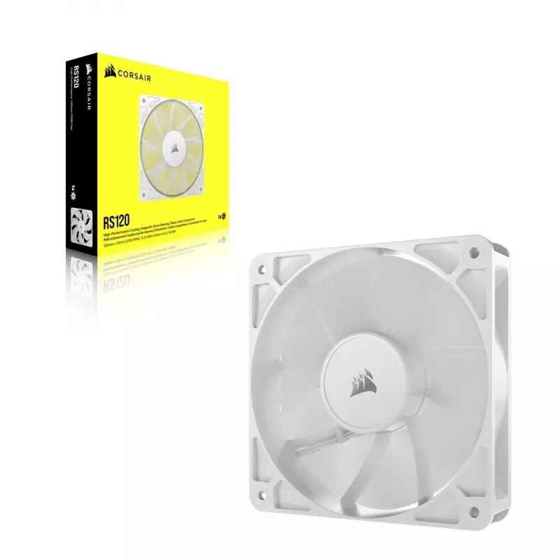Corsair RS120 CO-9050192-WW 120 mm PWM-behuizingventilator, 420–2100 RPM, enkele verpakking, wit