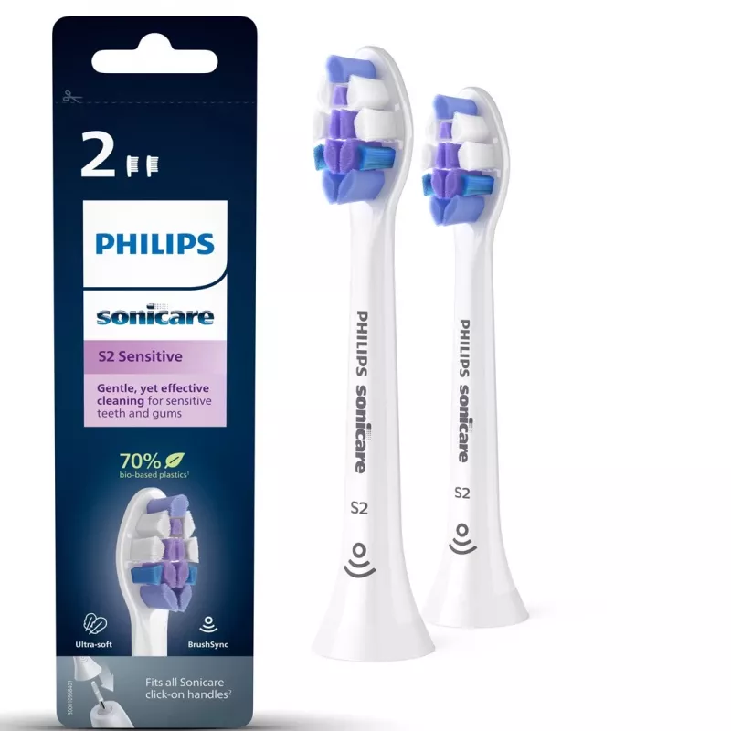 Philips S2 Sensitive HX6052/10 ultrazachte vervangbare sonische tandenborstelkoppen