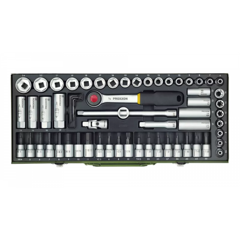 Proxxon | Steek- en ratelset, 3/8 inch | 65 stuks