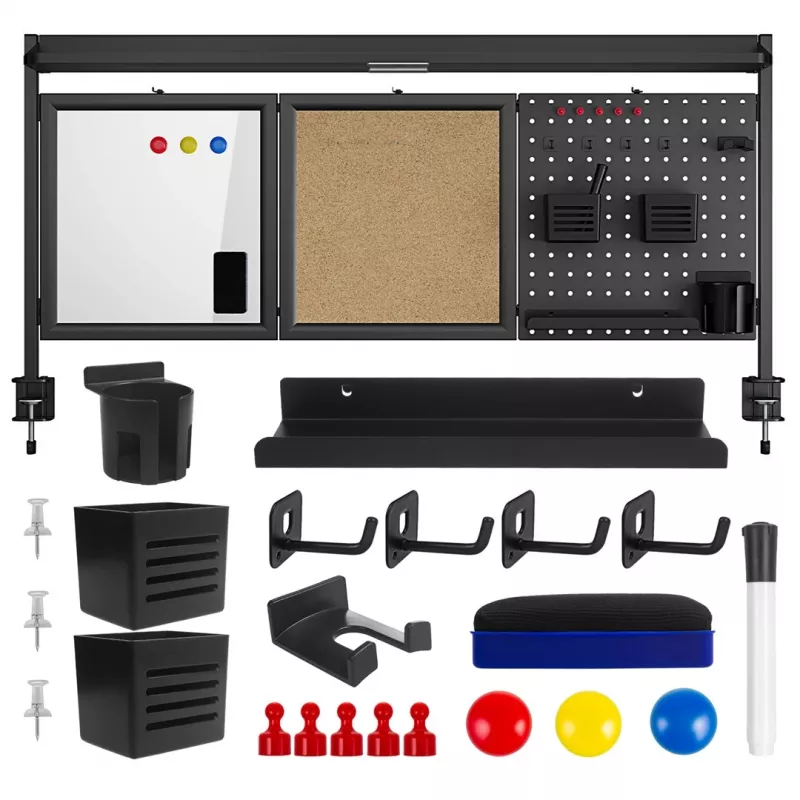 Ergo Office ER-300 B bureauscheidingswand / organizer, 1295 x 242 x 726 mm, staal, max. belasting 10 kg, zwart