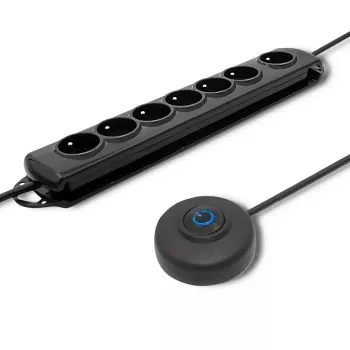 Overspanningsbeveiliging Qoltec 50171 zwart 7 AC-stopcontacten 230V 1,5m
