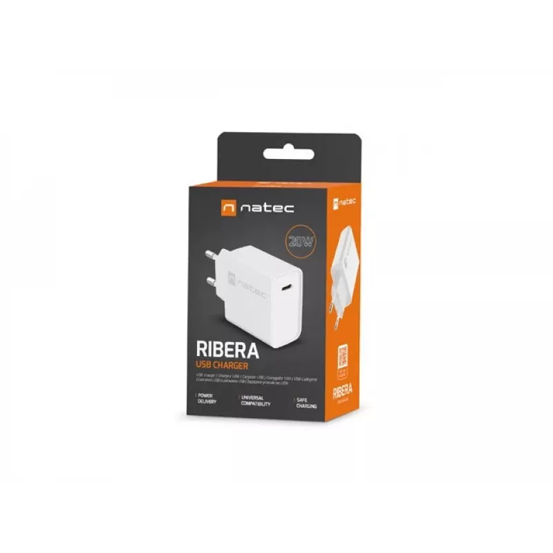 Indoor USB-C snellader NATEC RIBERA 12V 20W Quick Charge 3.0 wit