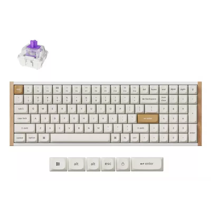 Mechanisch toetsenbord Keychron K4 HE 96% QWERTY — USB, RF Wireless & Bluetooth, 100 toetsen, RGB, wit/hout
