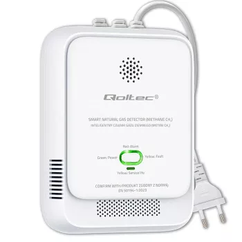 Gasleksensor QOLTEC NG 85dB LE – aardgas (CH4)-detector, akoestisch alarm 85 dB