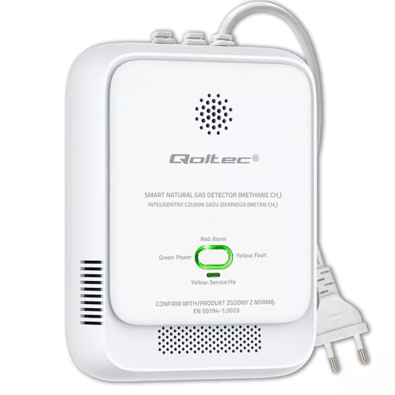 Gasleksensor QOLTEC NG 85dB LE – aardgas (CH4)-detector, akoestisch alarm 85 dB