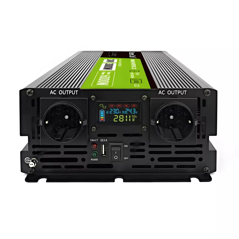 Auto-omvormer Green Cell INVGC24P3000LCD 24V 3000W zuivere sinus, 230V 50Hz, LCD, type F