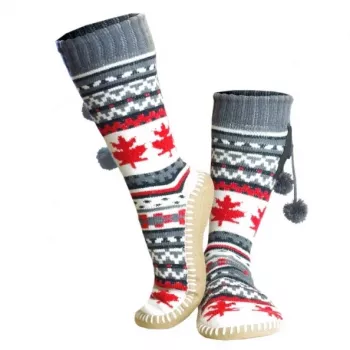 Glovii GOBM huisschoenen pantoffellaarzen dames grijs, rood, wit