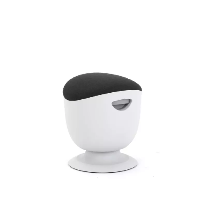 Ergonomische balanskruk up up Seul D48 — zwarte stoffen zitting, wit frame, in hoogte verstelbaar