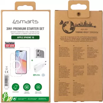4smarts 3in1 Premium Starterset Mobiele telefoon-starterskit Transparant Wit