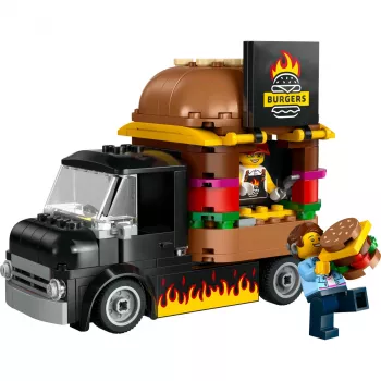 LEGO City burgervan foodtruck speelgoed voor jongens en meisjes vanaf 5 jaar, voertuigbouwspeelgoed, keukenspeelset met verkoper-minifiguur en accessoires