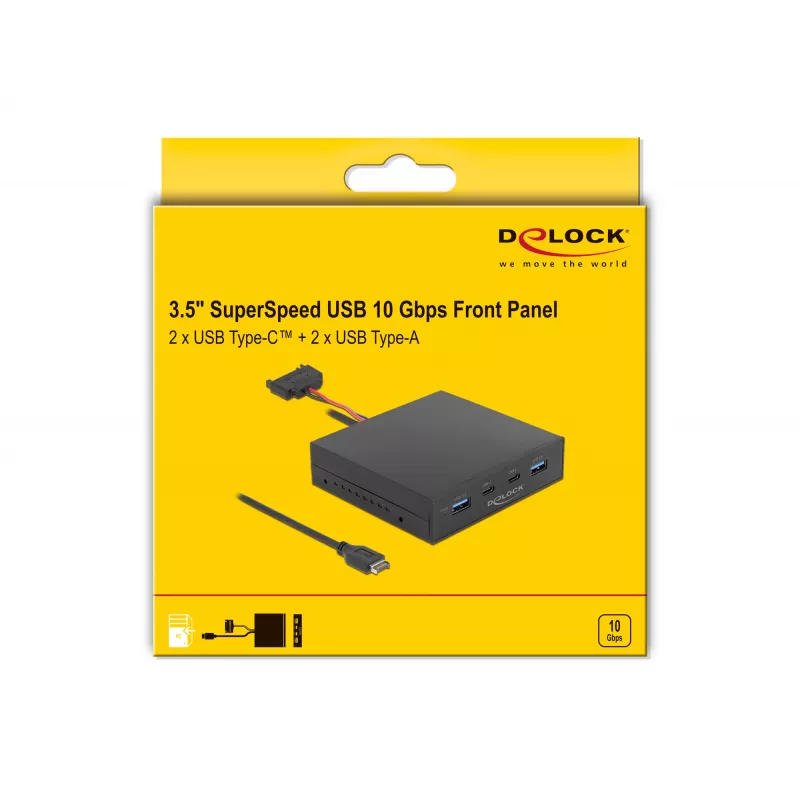 DeLOCK 3,5 inch USB 3.2 Gen 2 frontpaneel 2 x USB Type-C 2 x USB Type-A