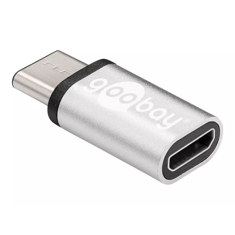 Wentronic Goobay USB-C™ adapter - USB 2.0 Micro-B bus, Zilver - voor het verbinden van een USB-C™ apparaat met een USB 2.0 Micro-B kabel (56636)