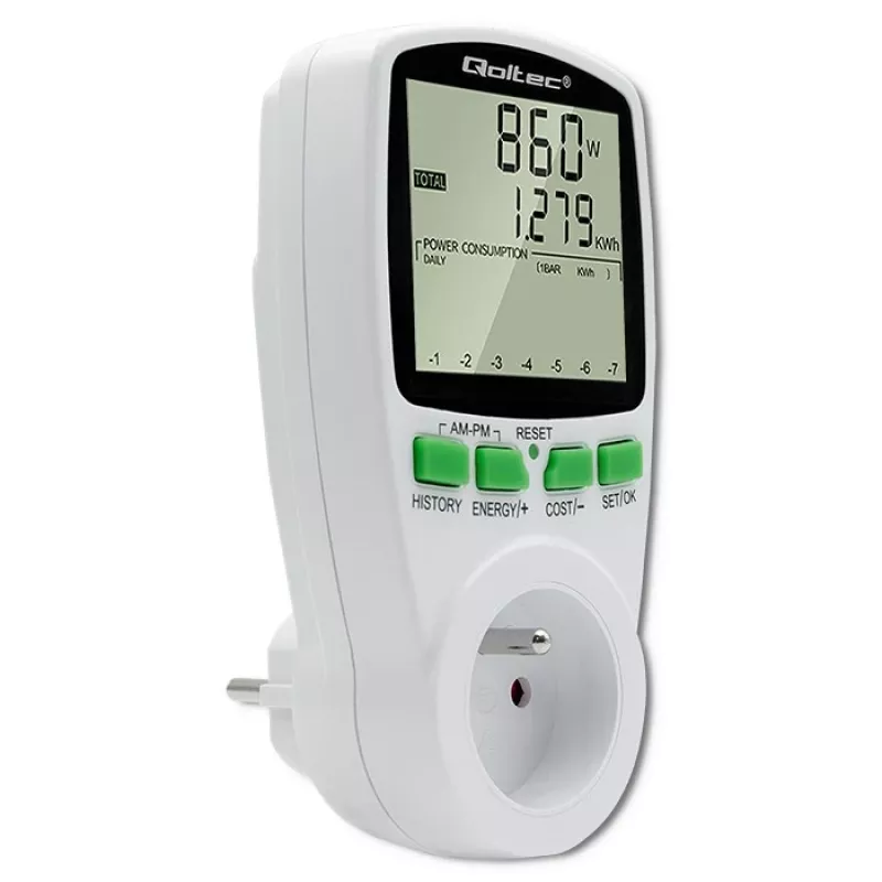 Vermogensmeter QOLTEC PM0627 3680W met historie — QOLTEC PM0627 3680W