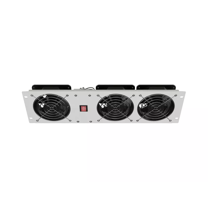 Verticaal ventilatiepaneel 19 inch voor serverrack, 3 ventilatoren, 230 V, grijs