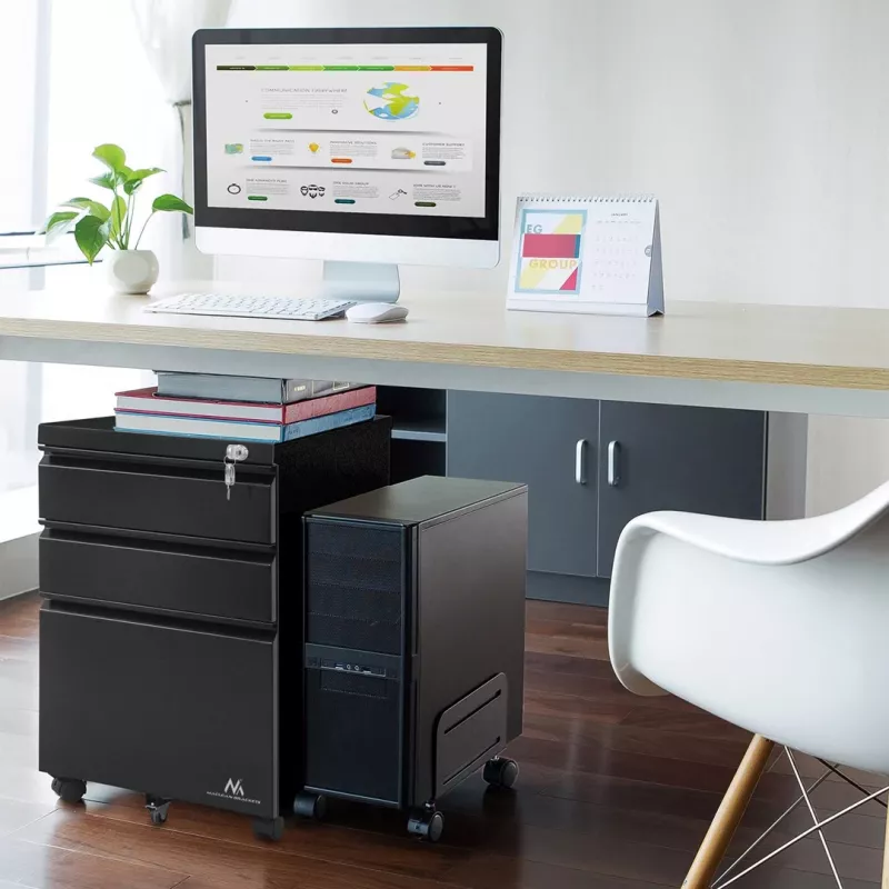 Bureau-lade-eenheid Maclean MC-850 zwart metaal 2 laden