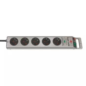 Super-Solid stekkerdoos 5-voudig (zilver, 2,5 meter, 13.500A overspanningsbeveiliging)