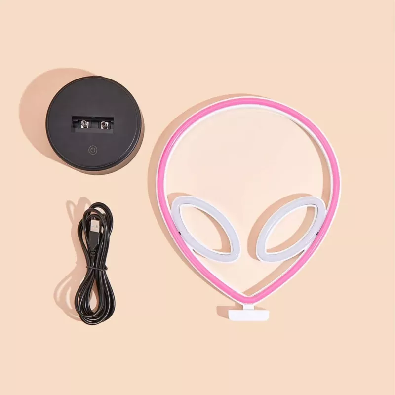 Tafellamp MANTA SNL86PK Style Neon Lights UFO roze – decoratieve neonlamp in roze