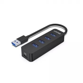 UNITEK uHUB Q4 USB 3.2 Gen 1 (3.1 Gen 1) Type-A 5000 Mbit/s zwart