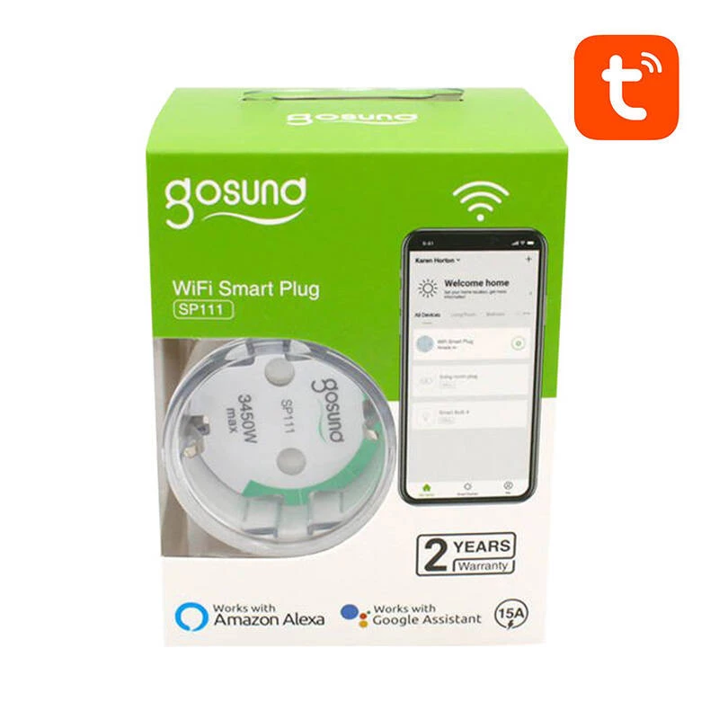 Smart stopcontact WiFi Gosund SP111 3680W 16A, Tuya 2-pack