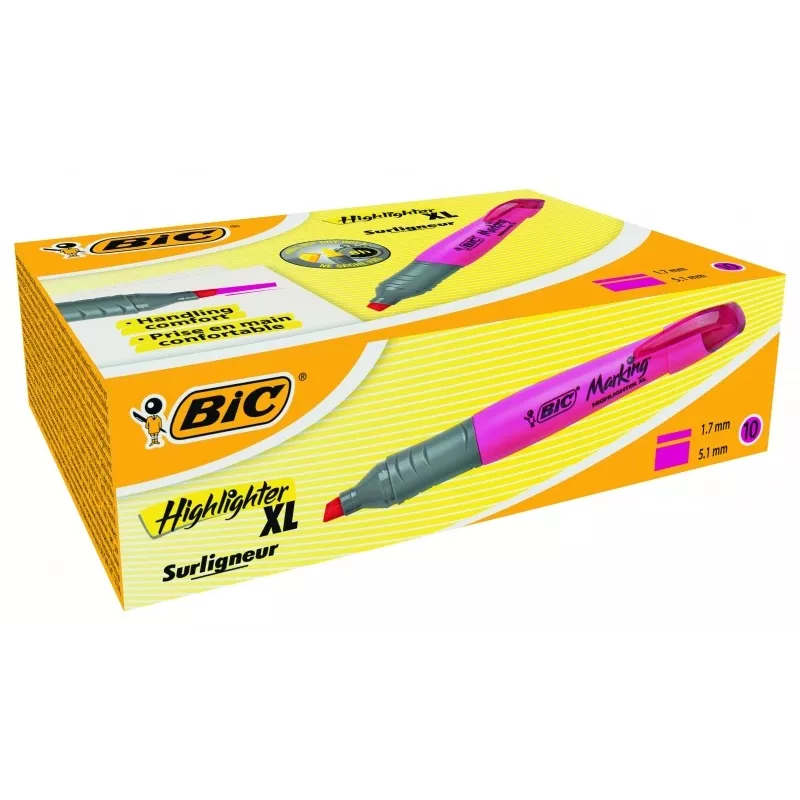 BIC highlighter XL 2-5 mm, roze, doos 10 stuks 247130