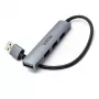 USB-hub Unitek H1208A — 4 poorten (1 × USB 3.2 Gen 1 Type-A, 3 × USB 2.0), aluminium behuizing, grijs, 0,20 m kabel