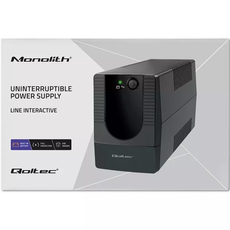 Qoltec 53774 UPS (noodstroomvoorziening) Line-Interactive 1 kVA 600 W 1 AC-uitgang