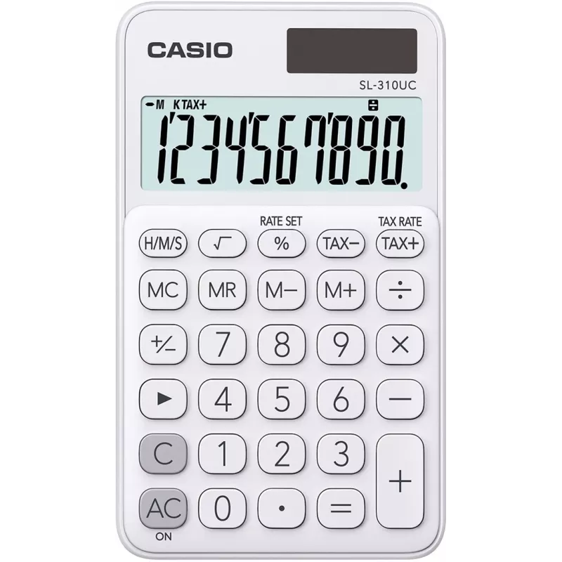 CASIO-zakrekenmachine, SL-310UC-WE, wit, 10-cijferig display