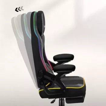 Gamestoel huzaro HZ-FORCE 4.6 RGB zwart mesh — ergonomisch, in hoogte verstelbaar, RGB-verlichting, stoffen zitting, max. 130 kg