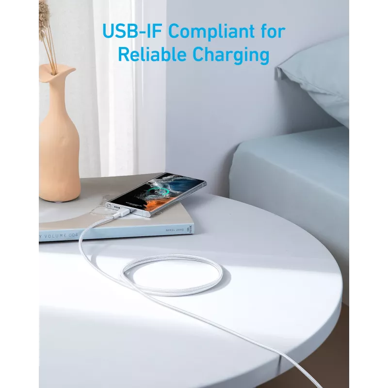 USB-C naar USB-C kabel Anker 322 — 1,8 m, wit