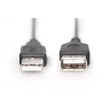 Digitus ASSMANN Basic - USB-verlengkabel - USB Type-A, 4-polig (M) - USB Type-A, 4-polig (V) - 3 m (USB/USB 2.0) - Gegoten - zwart (AK-300200-030-S)