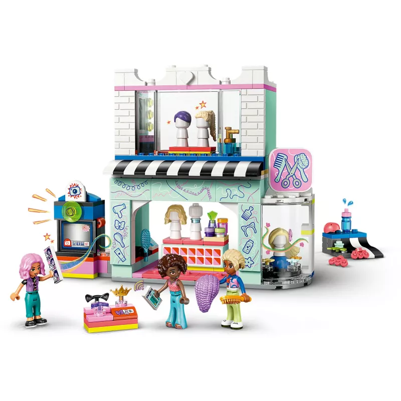 LEGO Friends speelset Kapsalon en decoratiewinkel 42662 – minipoppen, salonscène, accessoires