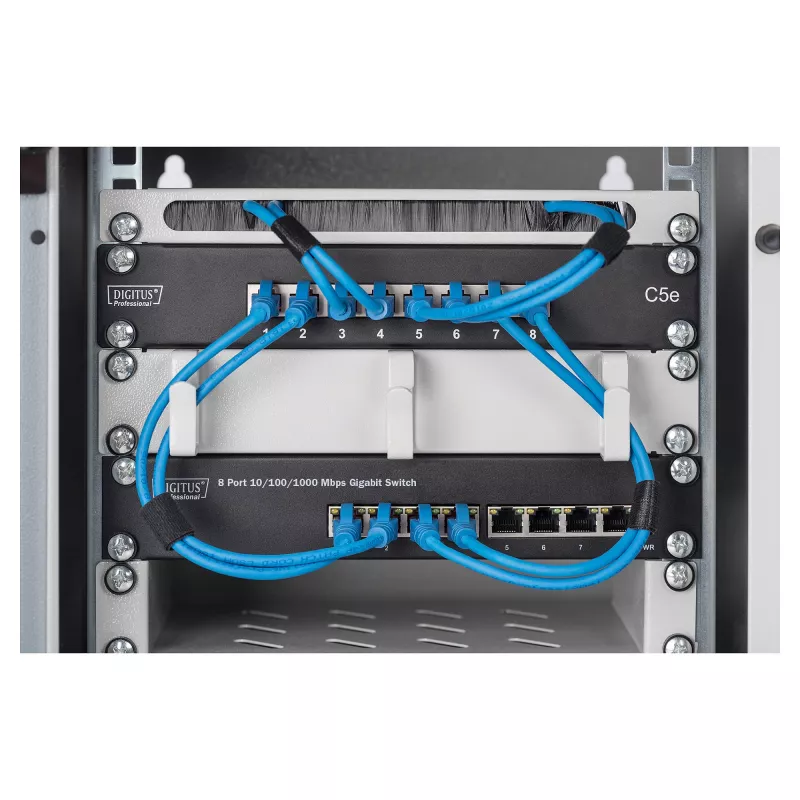Switch DIGITUS 10 inch Gigabit Ethernet 8-poorts unmanaged - 8x Gigabit RJ45, rackmonteerbaar