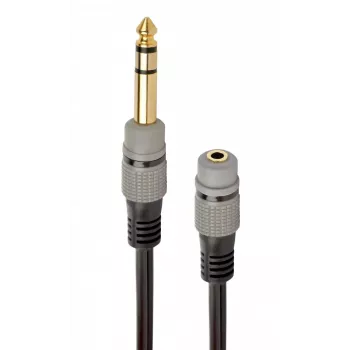 Audiokabel Gembird A-63M35F-0.2M 6,35 mm stekker naar 3,5 mm bus zwart