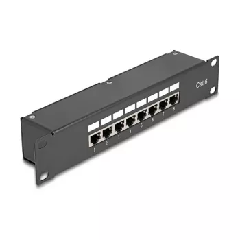 DeLOCK 10 inch koppel-patchpanel 8 poorten Cat.6 RJ45 zwart 1U
