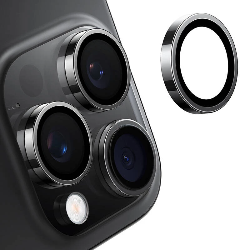 Camerabeschermingsglas Torras voor iPhone 16 Pro Max — Lensguard, zwart