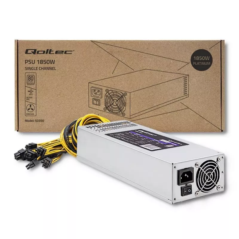 Qoltec 50350 voeding 1850W PCI-E | 80 Plus Platinum | Gaming Miner