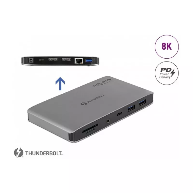Dockingstation DeLOCK Thunderbolt 3 8K Dual DisplayPort USB LAN SD Audio PD 3.0