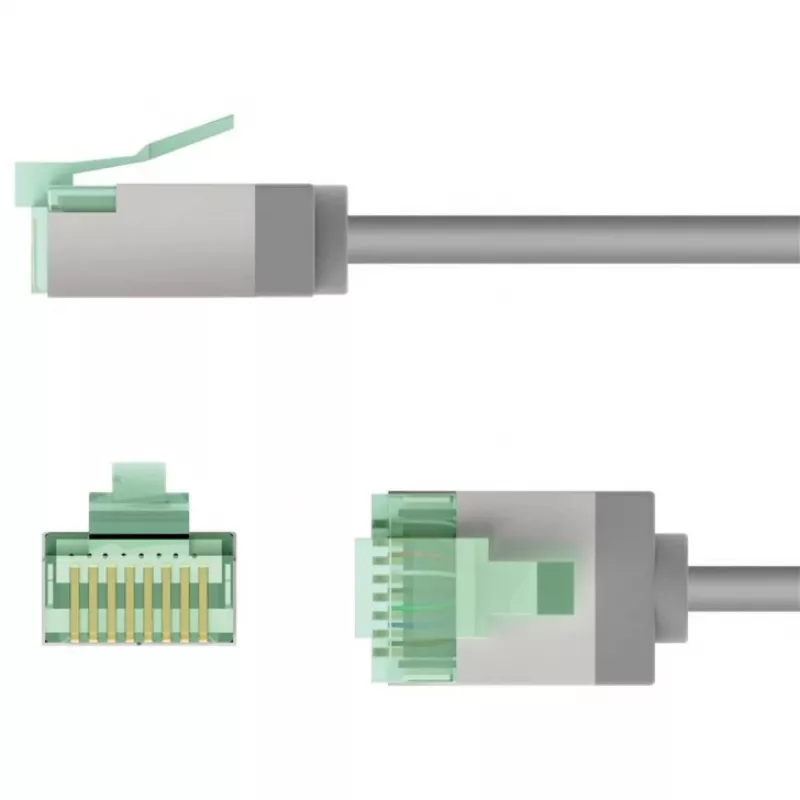 Goobay Ultra-Flexibele CAT 8.1 patchkabel slank U/FTP grijs - extra korte stekker 99,9% (74349)