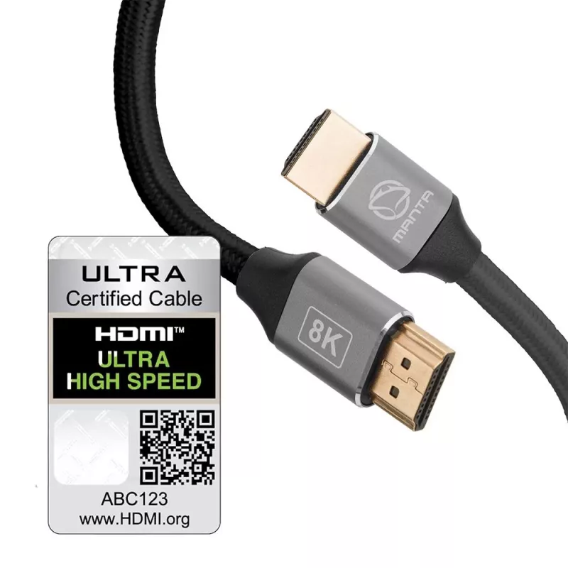 HDMI-kabel MANTA HDMI-2MC 2 m, ondersteunt resoluties tot 8K