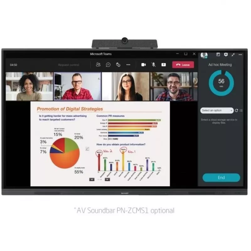 Sharp PN-L752B interactief whiteboard 190,5 cm (75 inch) 3840 x 2160 pixels touchscreen zwart