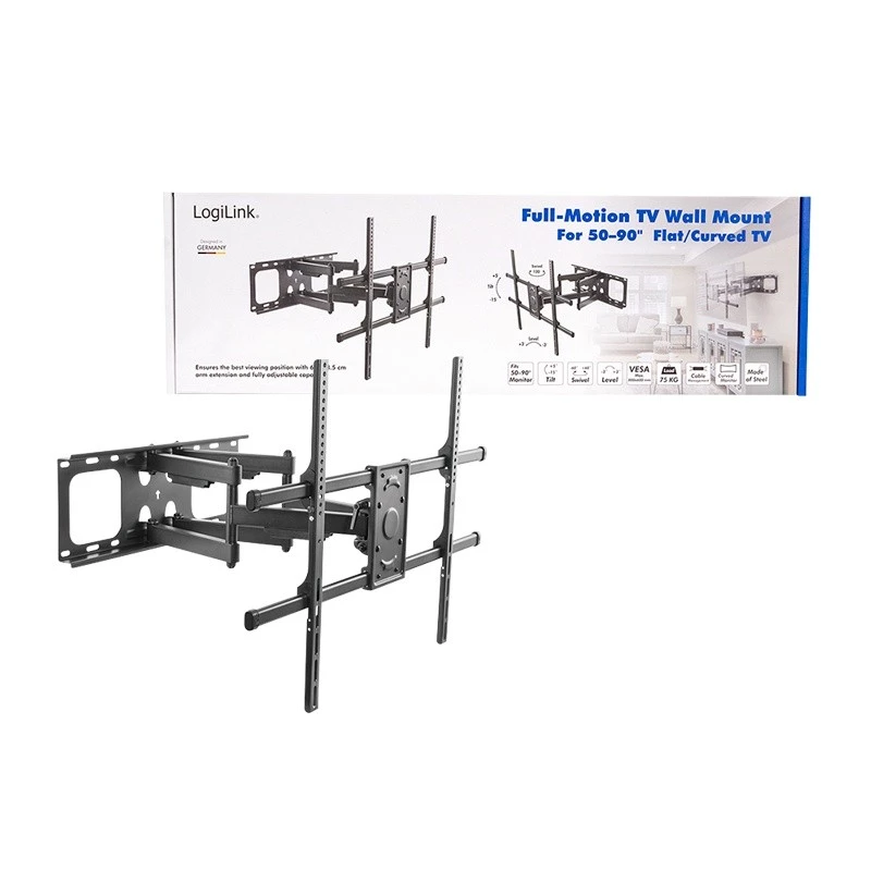 LogiLink tv-muurbeugel 50–90 inch kantel- en draaibaar tot 75 kg