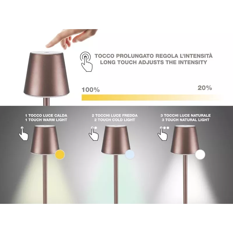 Beper P201UTP103 oplaadbare tafellamp, aanraakschakelaar, 2 W