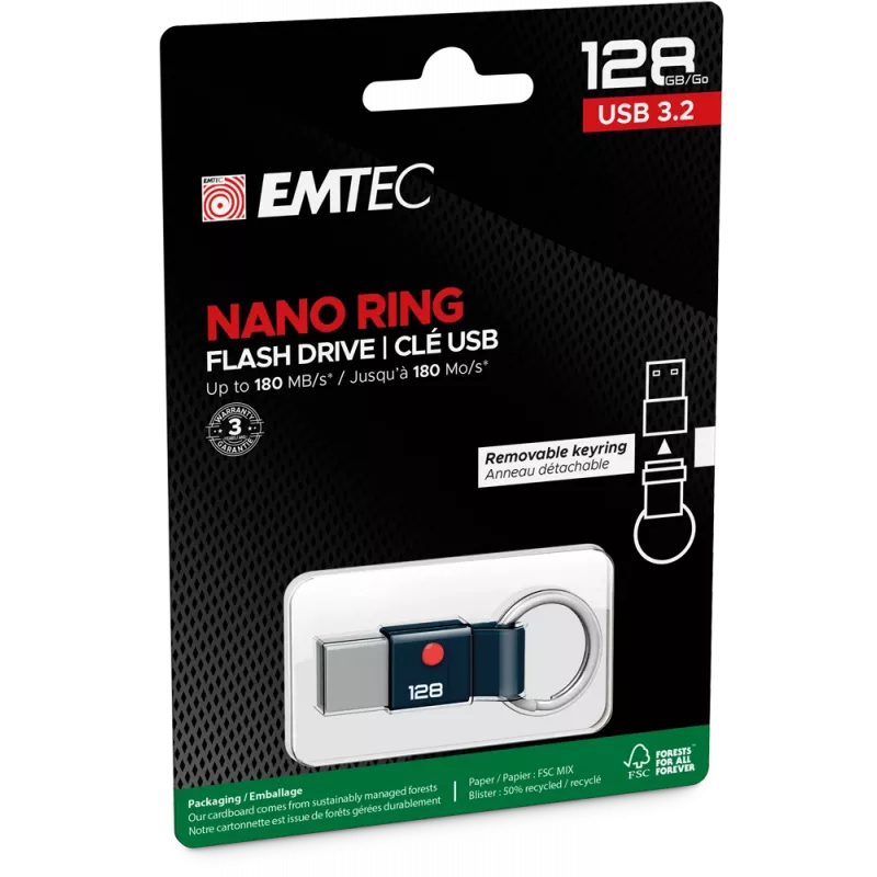 USB-stick EMTEC ECMMD128GT103 128 GB USB Type-A 3.2 Gen 1 (3.1) zwart, lezen 180 MB/s, schrijven 25 MB/s